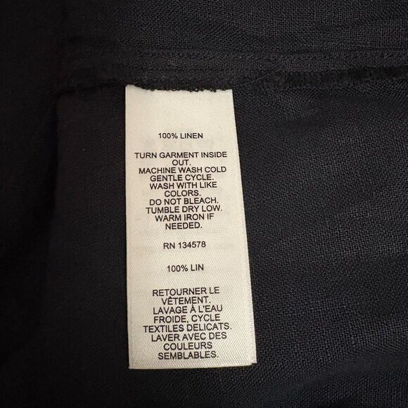 Vineyard Vines Linen Pintuck Pleat Popover Blouse Black Coastal Plus Size 3X - Picture 4 of 5